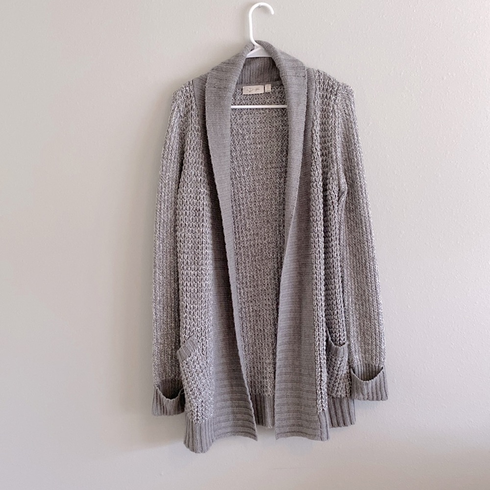 Gray Long Open Cardigan, XS